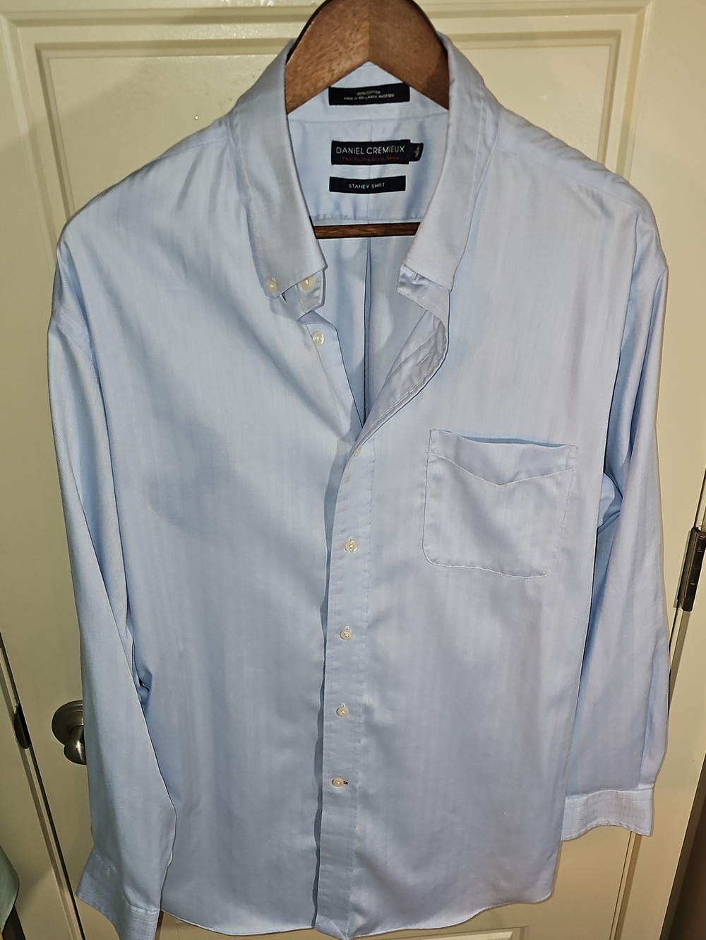 Daniel Cremieux Pale Blue Herringbone Men's Button-Front Dress Shirt